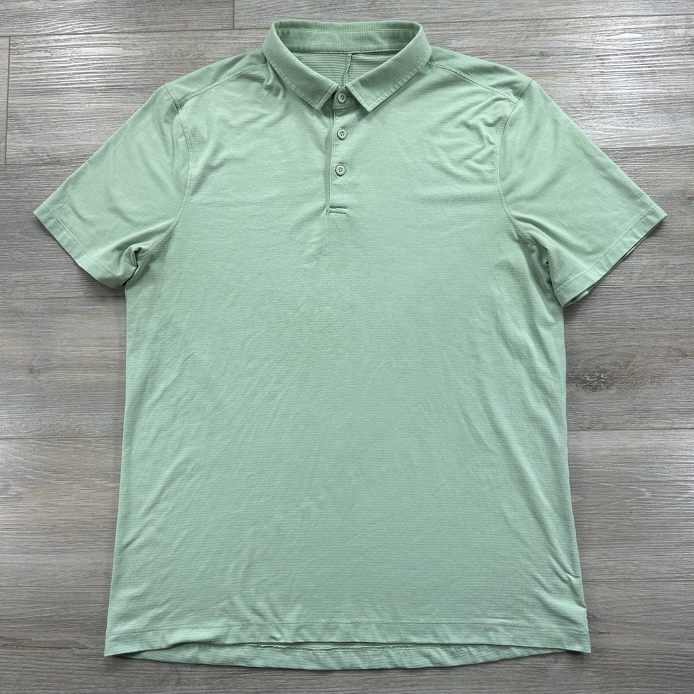 Lululemon Evolution Mens XL Light Green Short Sleeve Stretch Polo Shirt Golf